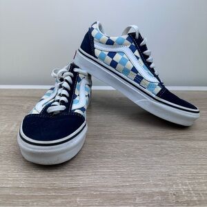 Vans Old Skool Skate Checkered Sneaker Blue Size Mens 3.5 Women’s 5